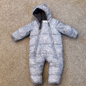 GAP Heather Gray Baby Snowsuit with Hood